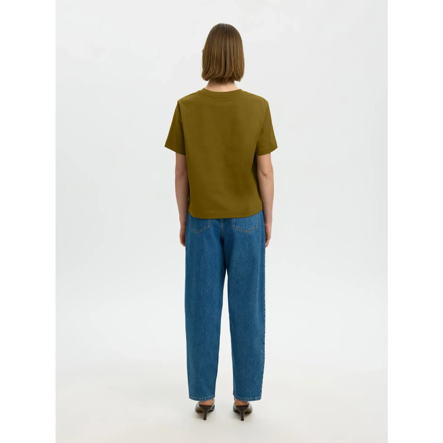 Selected SLWEssential SS Boxy T-Shirt Fig Groen - Afbeelding 3