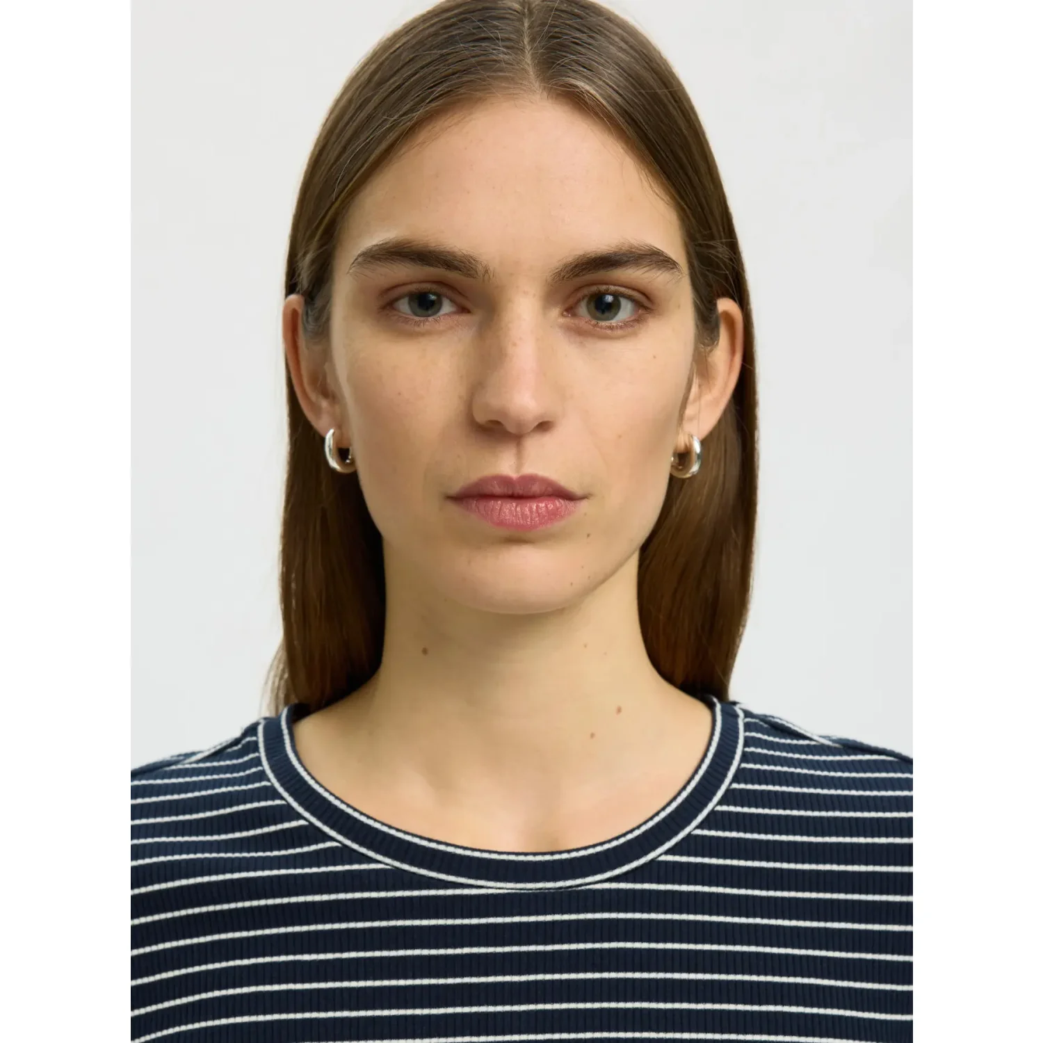 Selected SLWAnna Crew Neck Striped Top Wit Blauw - Afbeelding 2
