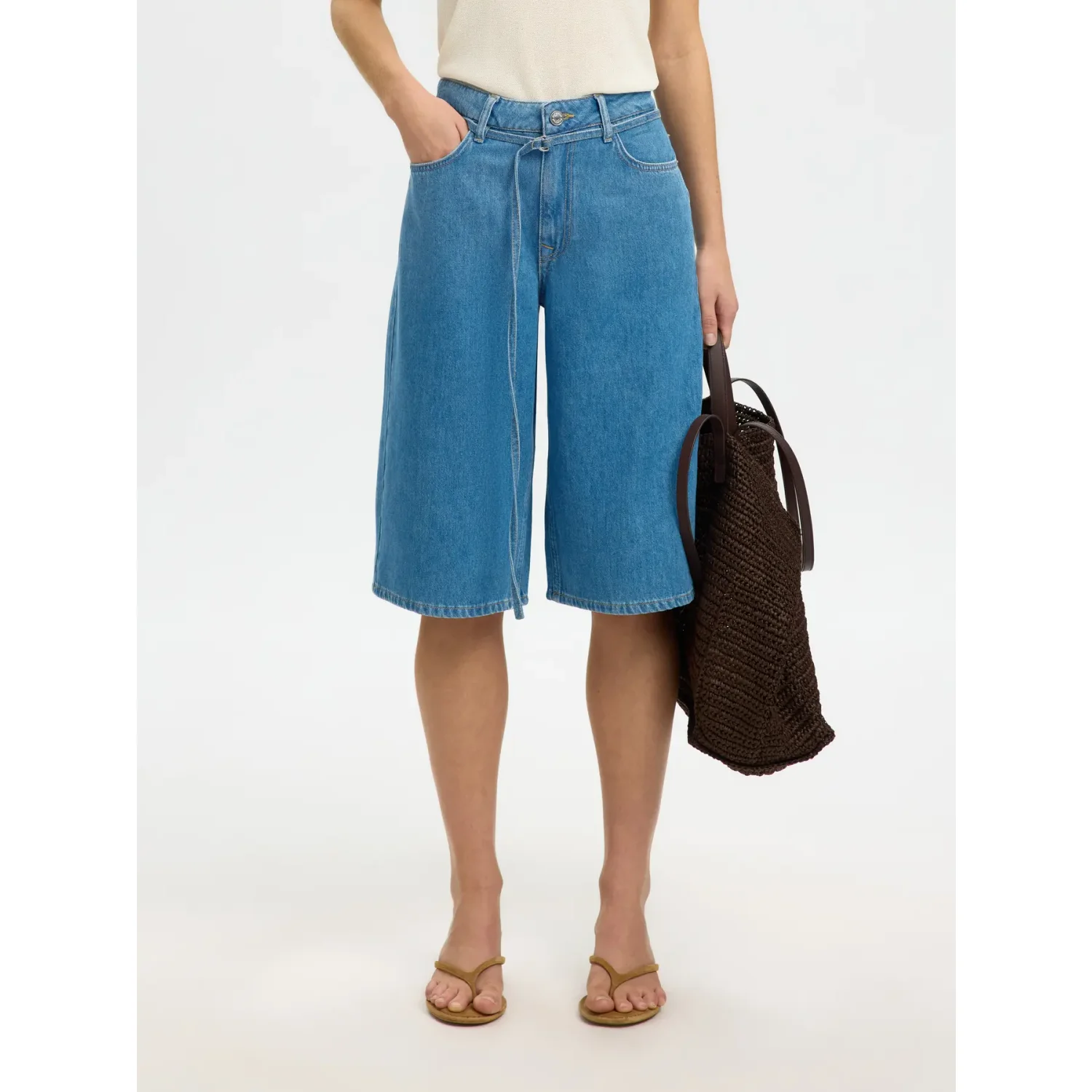 Selected SLFTenna MW Bermuda Denim Shorts Blauw - Afbeelding 4