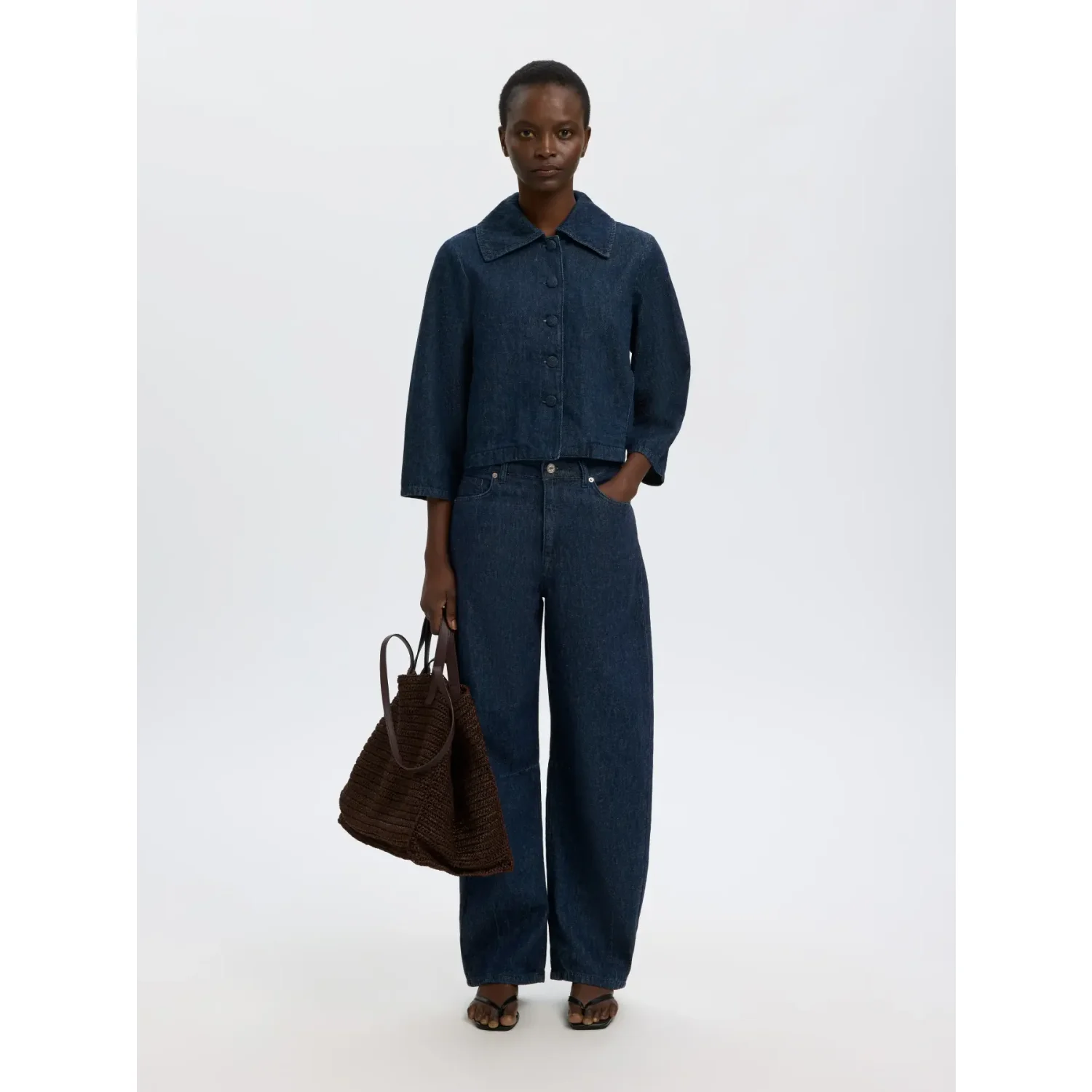 Selected SLFLoose Barrel Hanny MS Jeans Donker Blauw - Afbeelding 2
