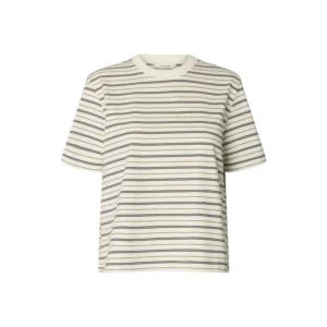 Selected SLWEssential SS Striped Boxy T-Shirt Bruin