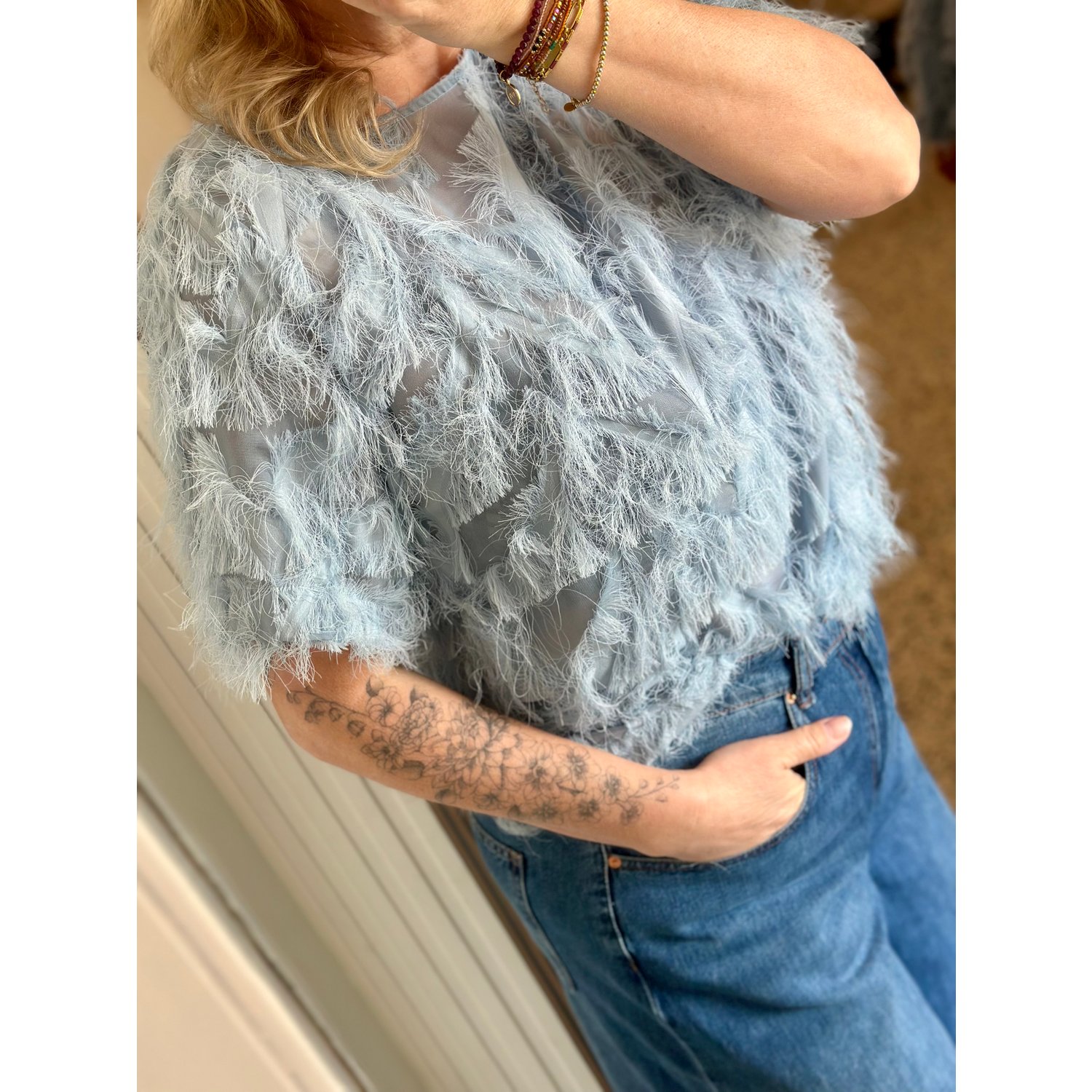 Selected Women SLFMyline Rafel Top Licht Blauw - Afbeelding 5