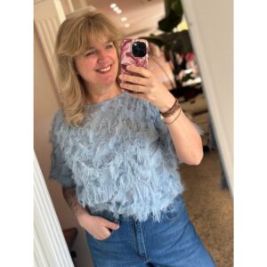 Selected Women SLFMyline Rafel Top Licht Blauw