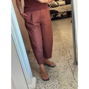 Selected SLFBarrel Carmen HW Cropped Broek Mahony Rood