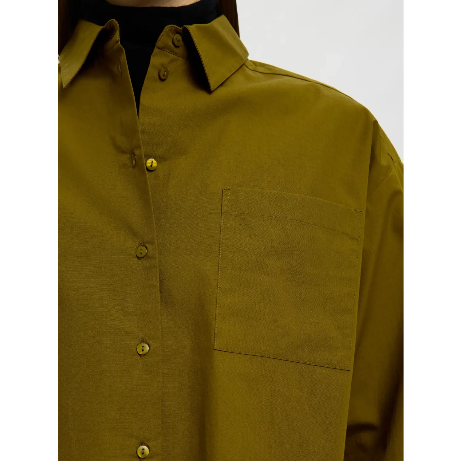 Selected SLWastha LS Cropped Boxy Blouse Fir Groen - Afbeelding 3