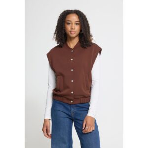 ICHI IHCozy WA Waistcoat Brown W. Beige Embroidery