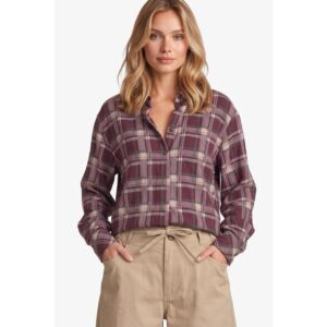 Fluresk Fira Check Blouse Mulberry Rood