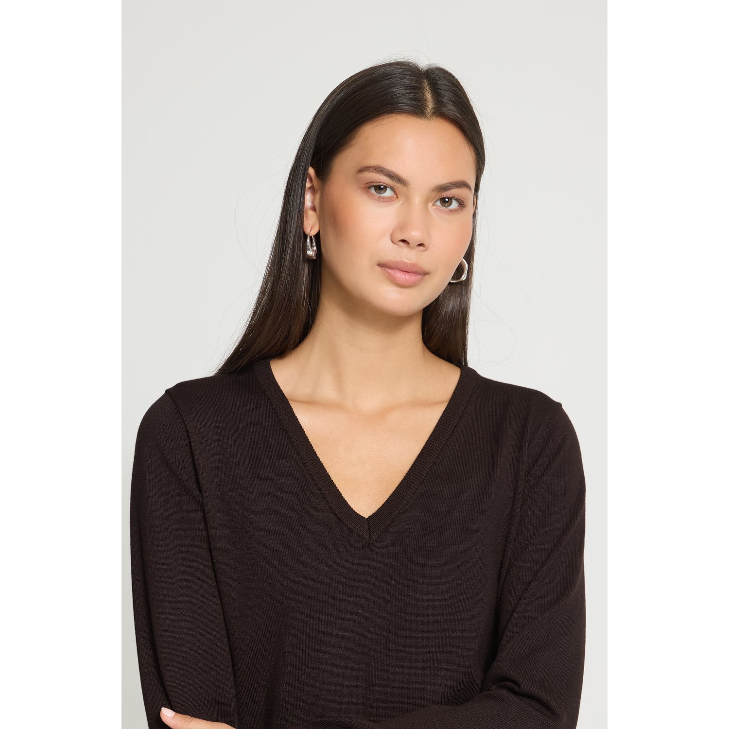 ICHI IHLuls V-Neck LS Top Chocolate Torte - Afbeelding 3