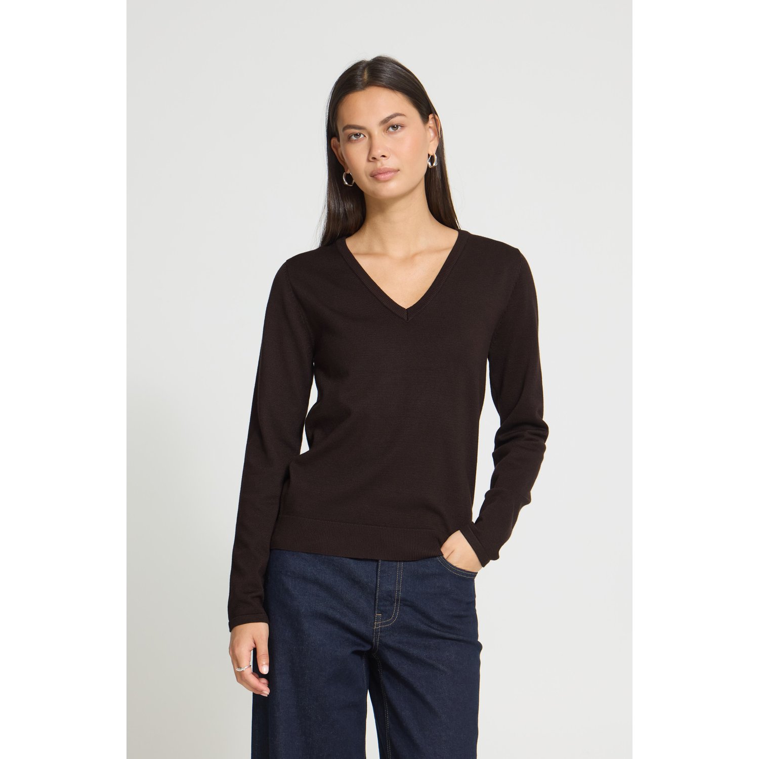 ICHI IHLuls V-Neck LS Top Chocolate Torte