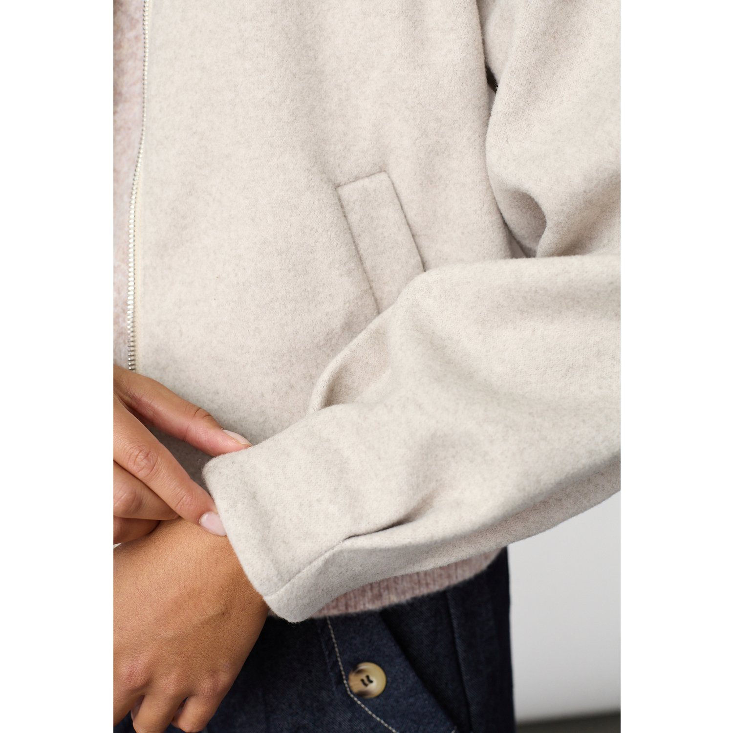 Sisters Point Gali Jacket Bomberjasje Light Sand Melange - Afbeelding 2
