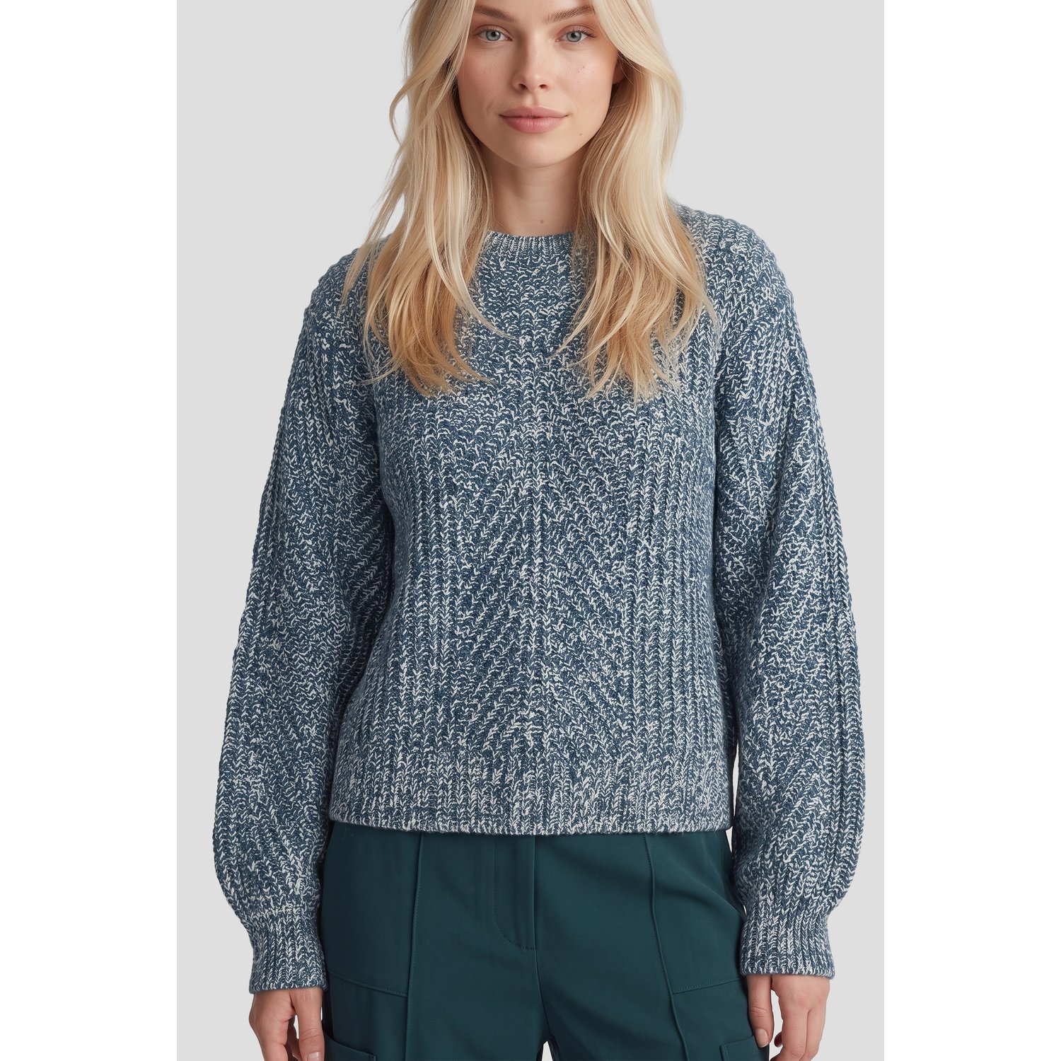 Fluresk Fenni Knit Sweater Azure Green/Wood Ash