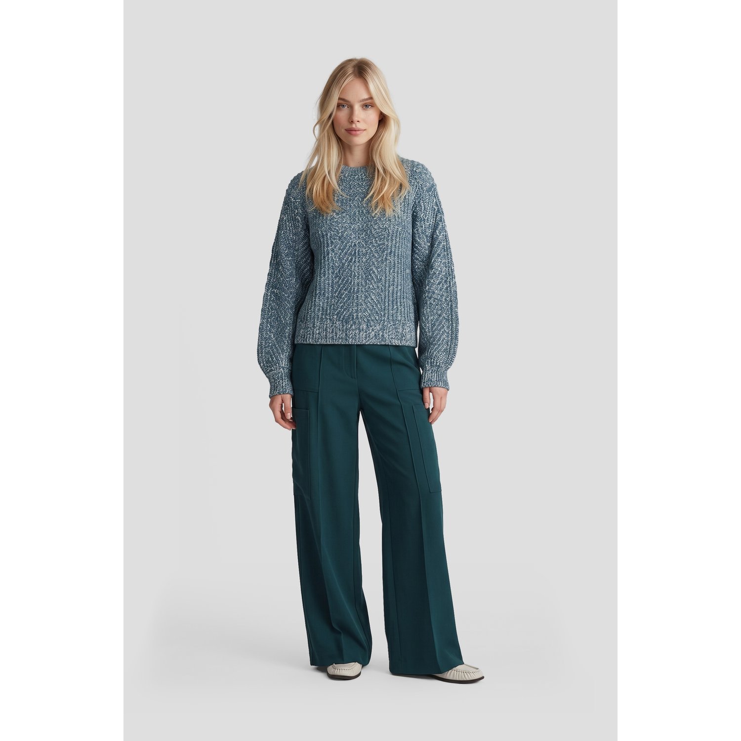 Fluresk Fenni Knit Sweater Azure Green/Wood Ash - Afbeelding 2