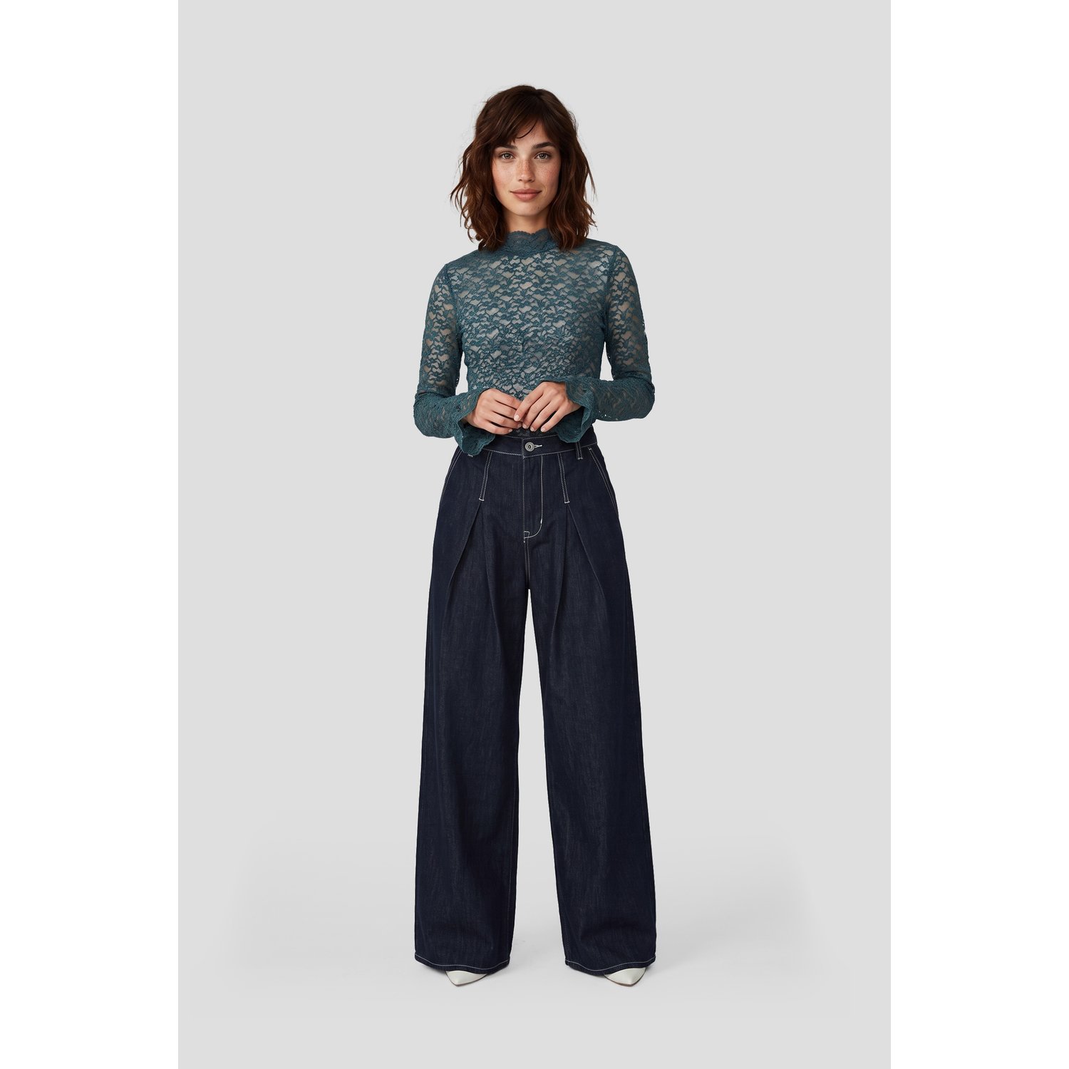Fluresk Leena Lace Top Azure Green - Afbeelding 3