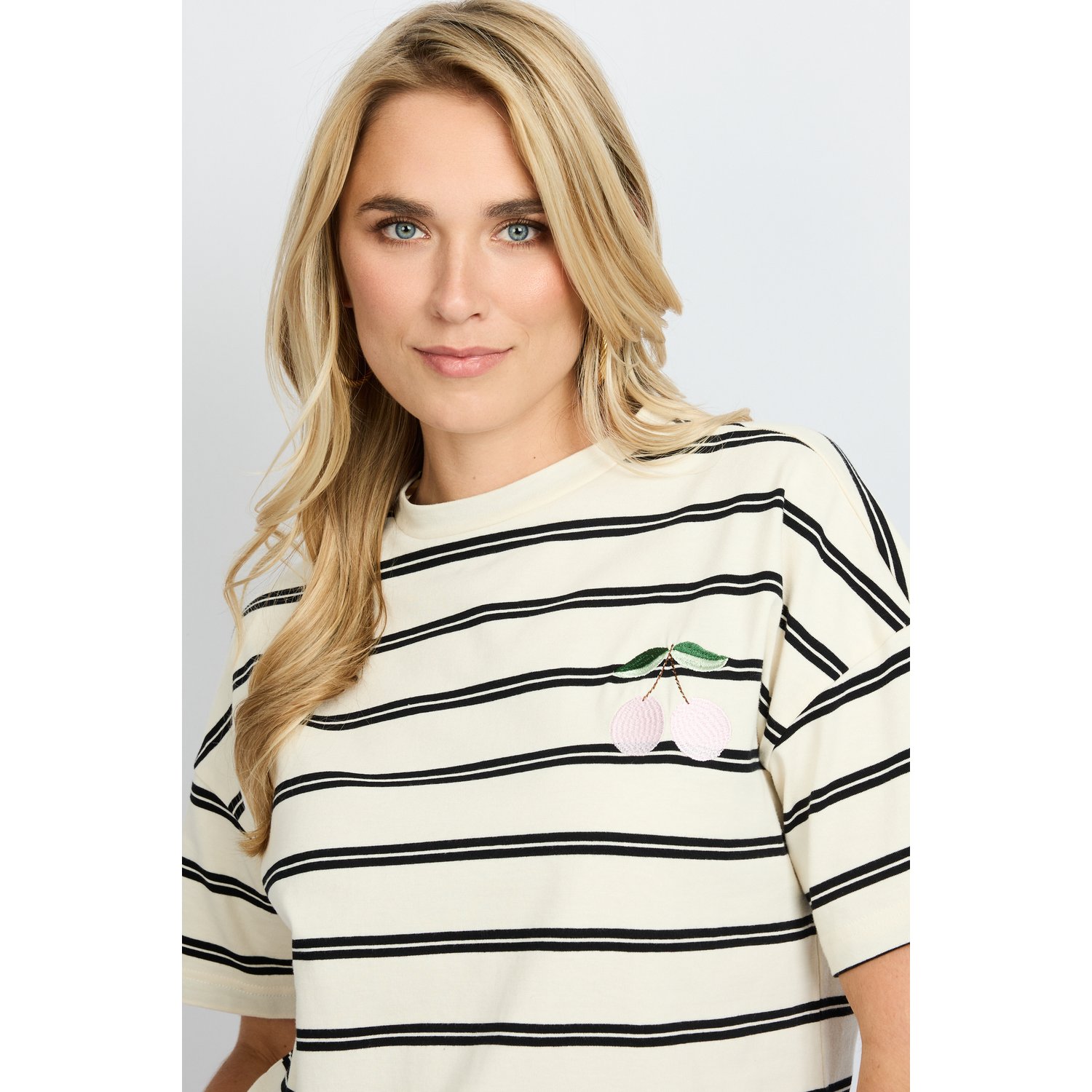 Fluresk Nayara Streep T-shirt Zwart Wit - Afbeelding 3