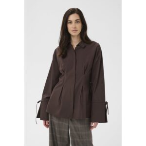 Culture CUAllison Olena Fitted Shirt Blouse Coffee Bean