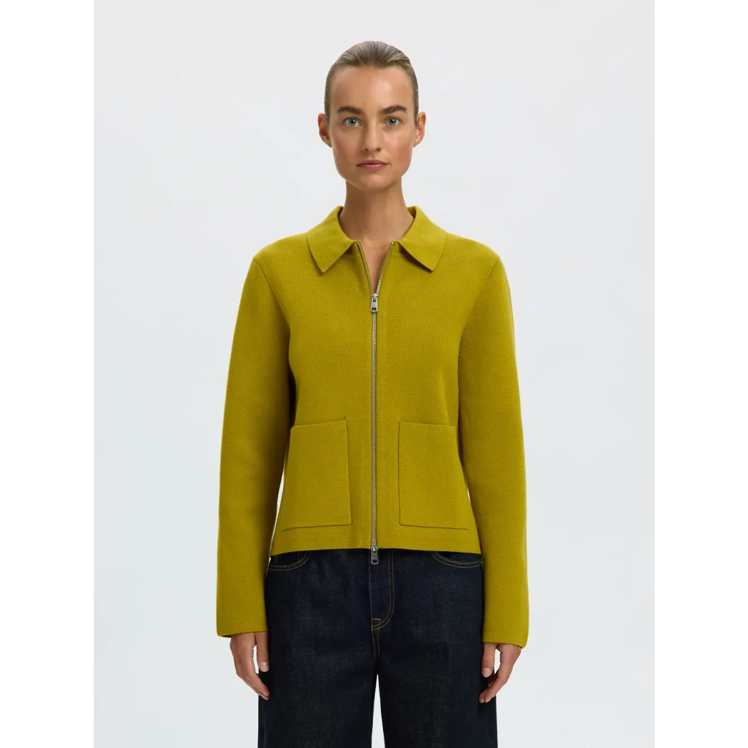 Selected SLWMika LS Knit Cardigan Avocado Oil