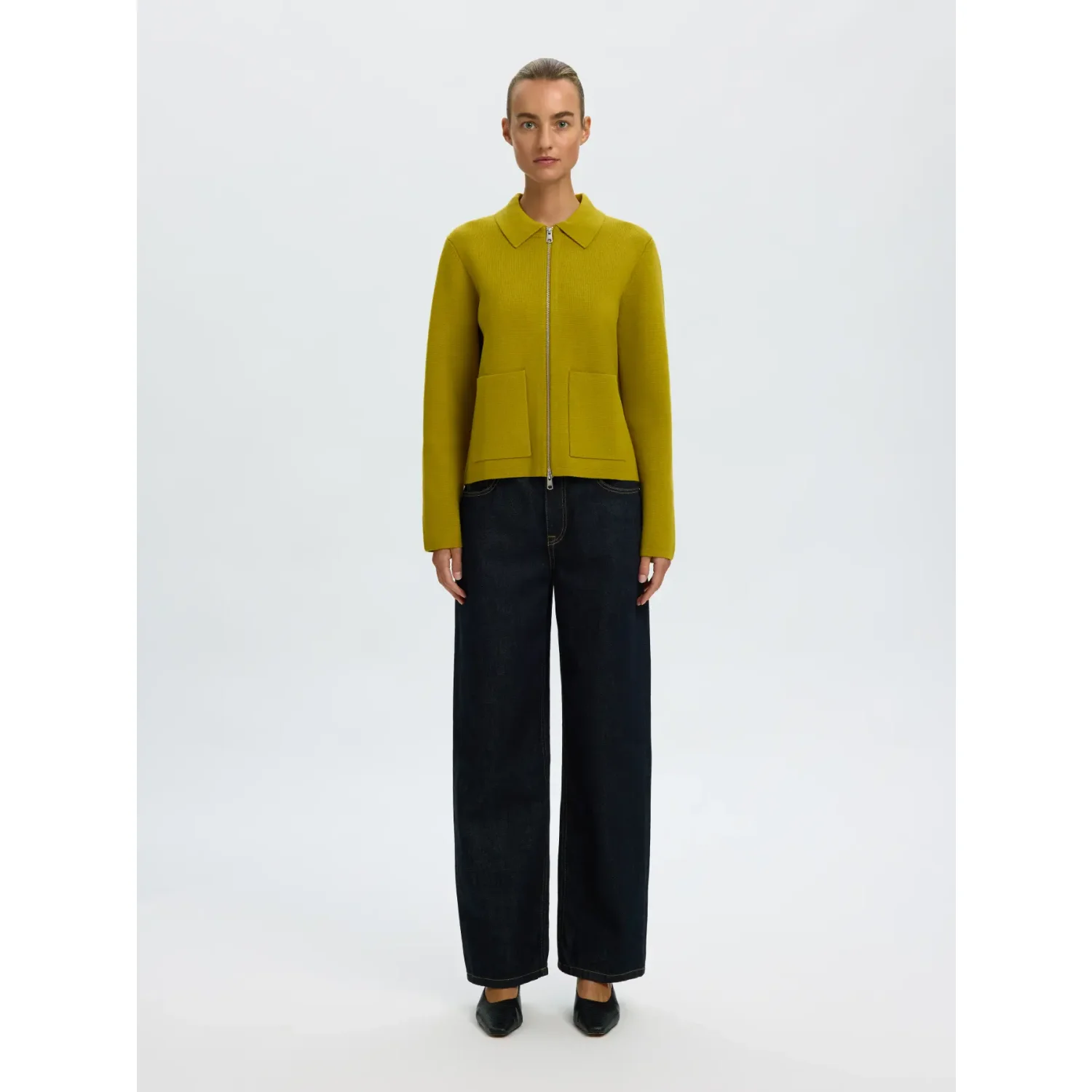 Selected SLWMika LS Knit Cardigan Avocado Oil - Afbeelding 3