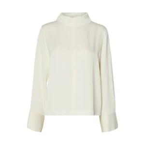 Selected SLWSoler Regular LS High Neck Blouse Egret