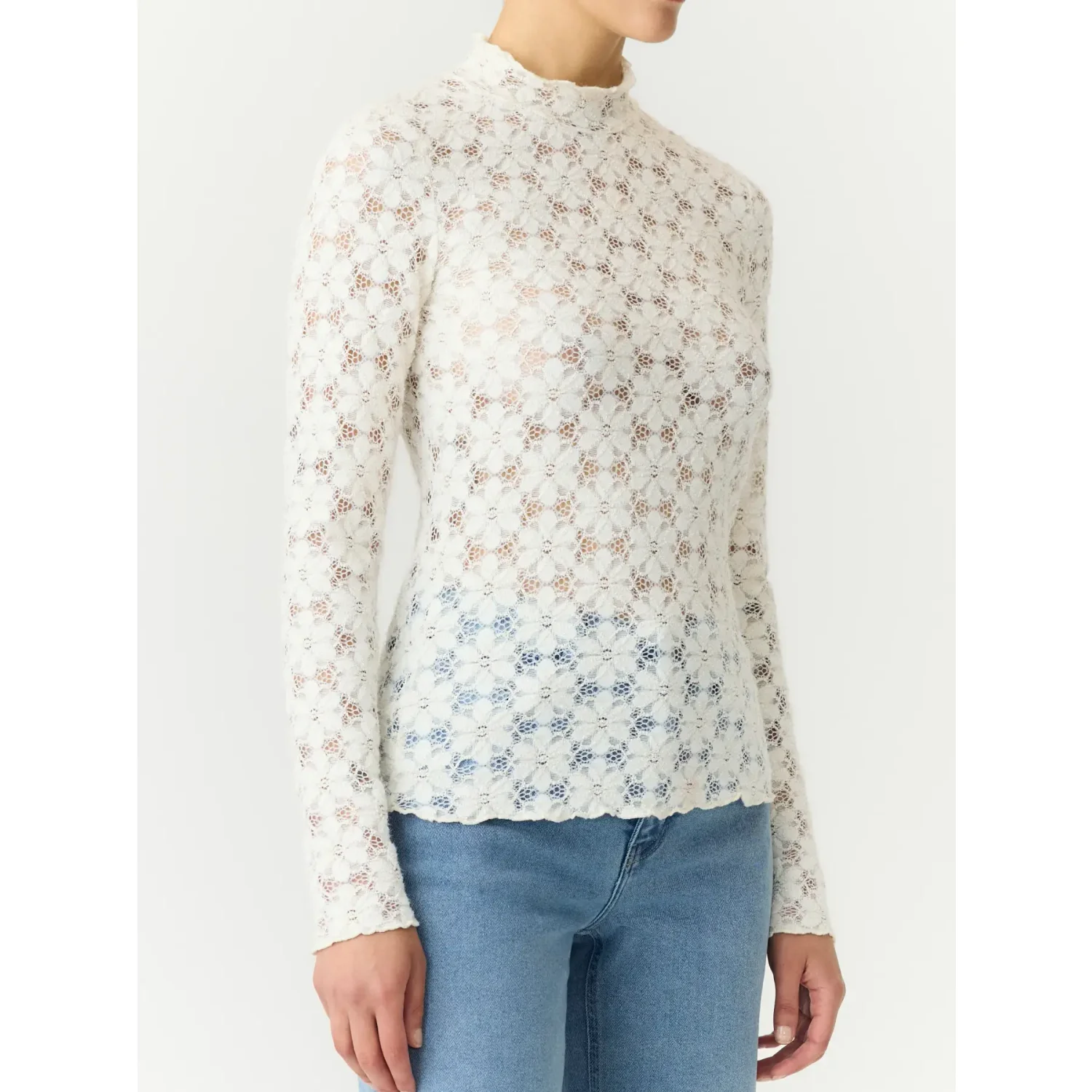 YAS YASGayi LS Lace Top Pristine - Afbeelding 3