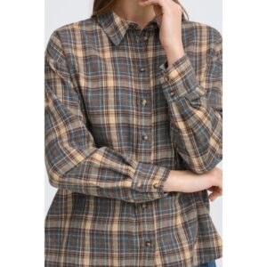 B.young BYFabrice Shirt Blouse GREY/BROWN CHECK
