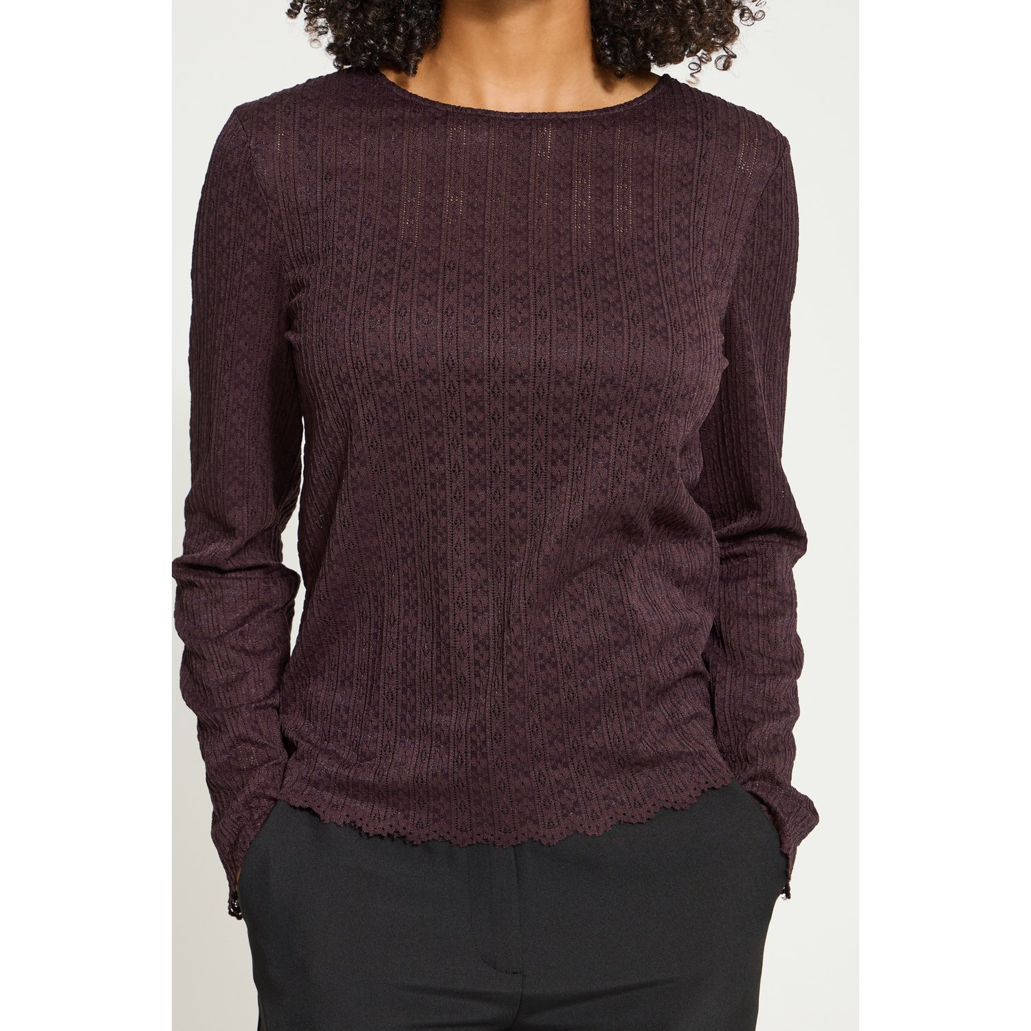 ICHI IHNojella LS Lace Top Fudge